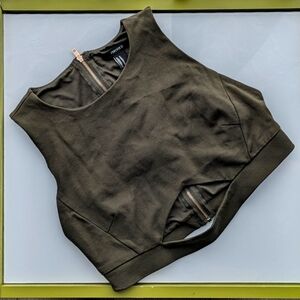 Forever 21 Dark Green Cutout Crop Top